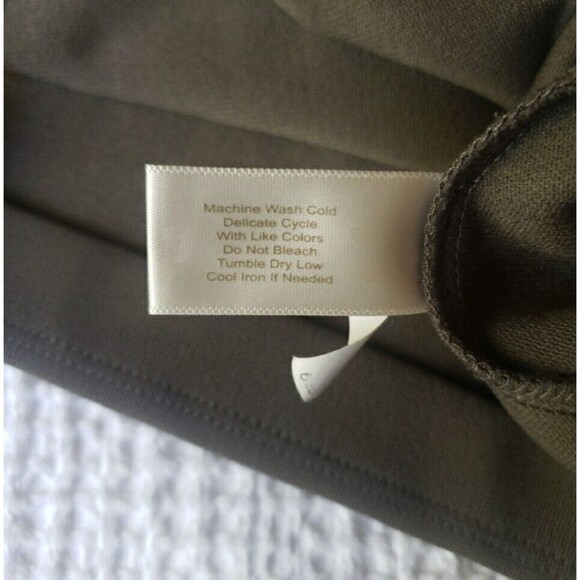 Boston Proper Dress Sz M Color Block Cold Shoulder Olive Green (Light Staining) - Picture 13 of 16